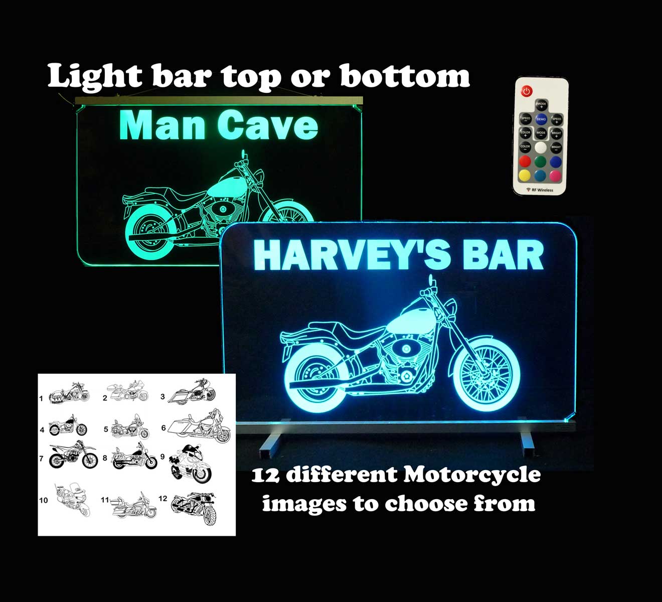 Personalized LED Garage Sign, Motorcycle Sign,  Man Cave Sign, Neon Bar Sign