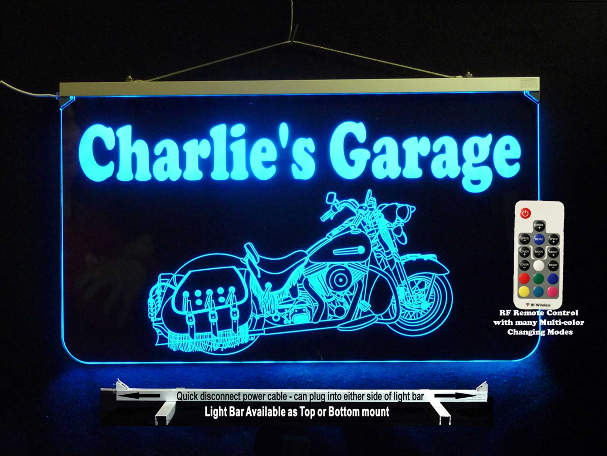 Motorcycle sign, LED man cave sign, garage sign, bar sign