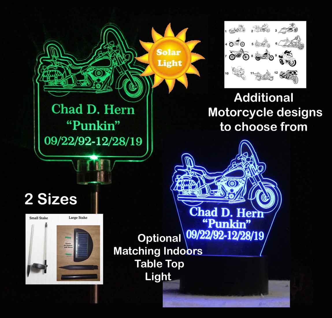 Personalized Motorcycle Solar Light