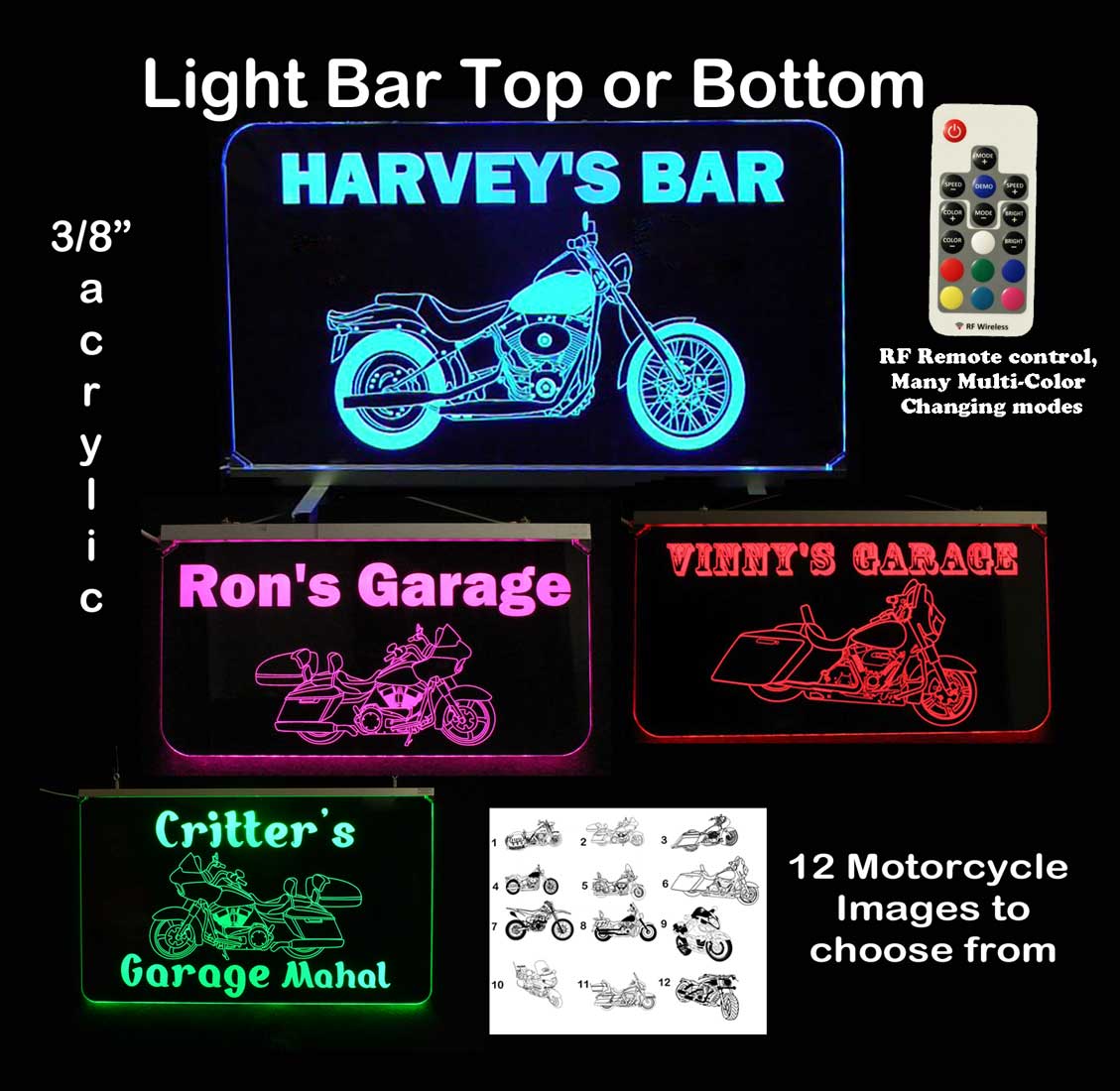 Personalized Motorcycle sign, Neon LED man cave sign, garage sign, bar sign