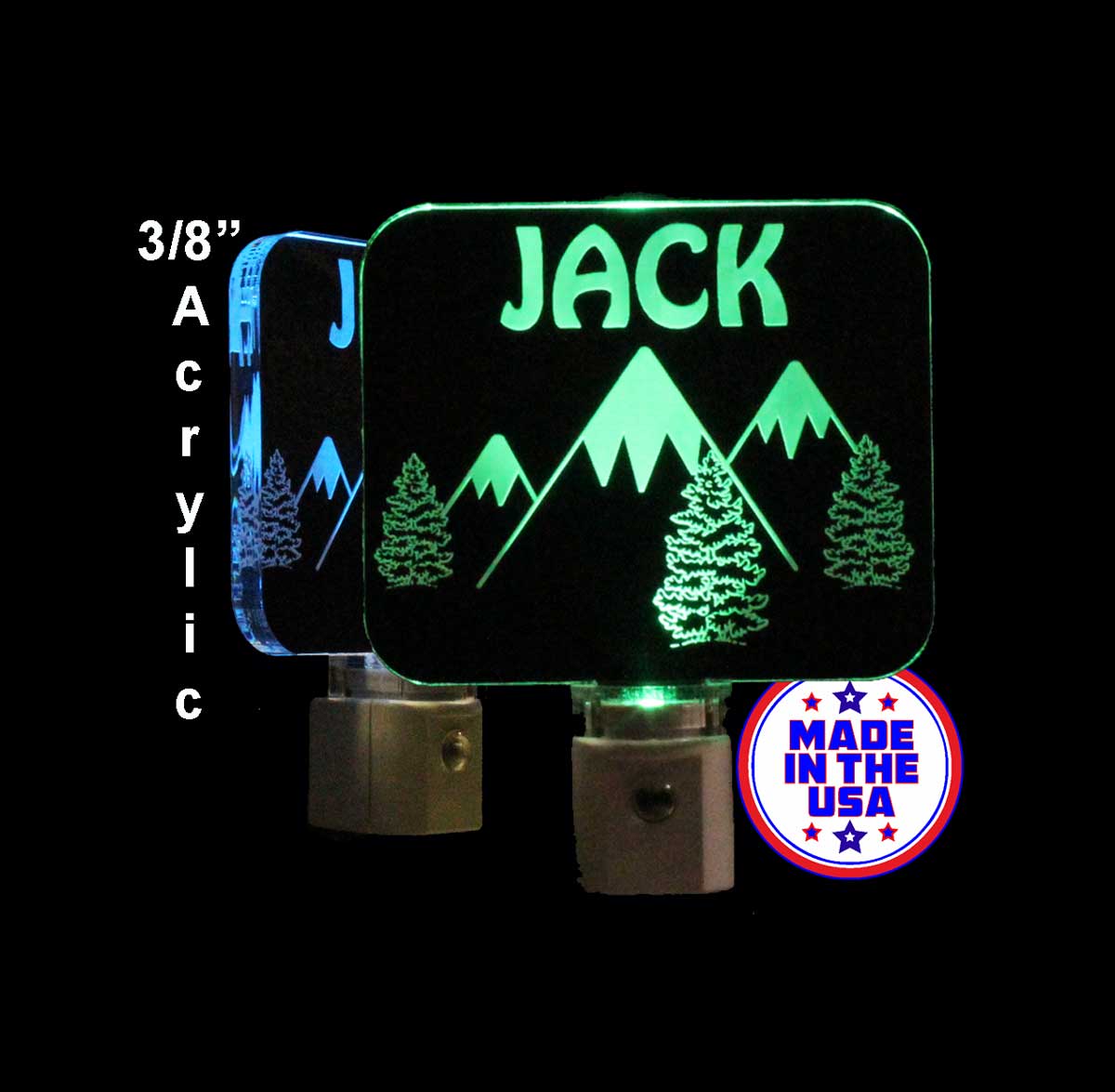 Mountain and Trees Night Light, Personalized LED