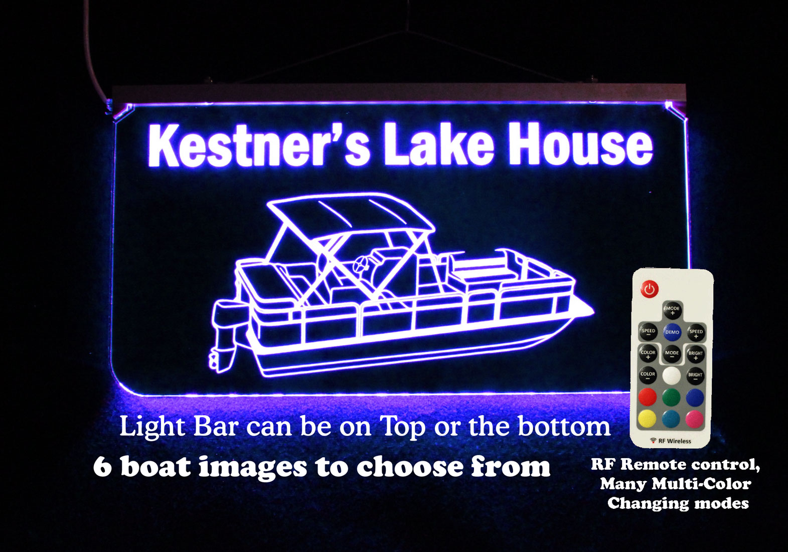 Personalized Pontoon Boat Sign - Color Changing LED Neon