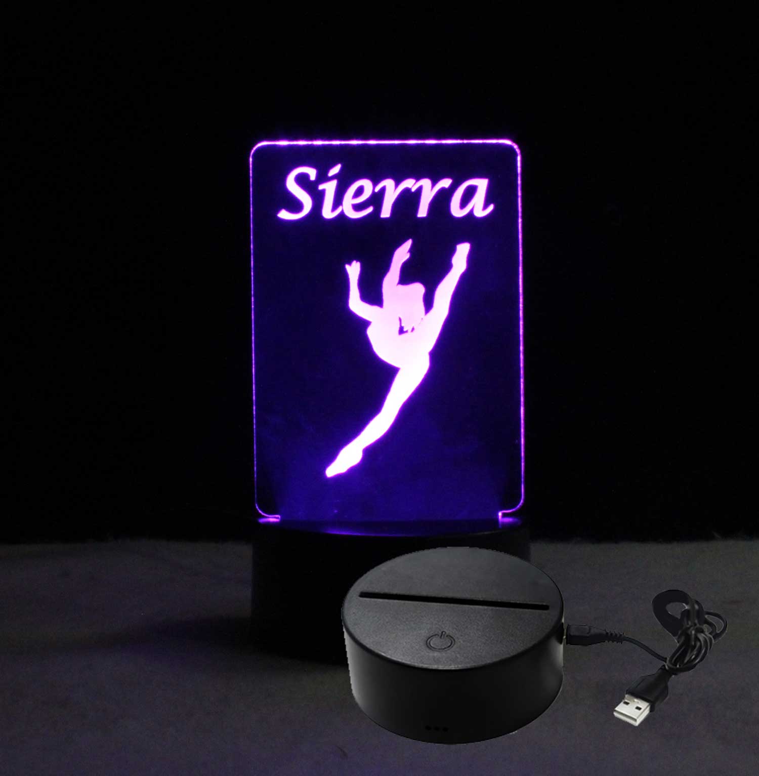 Custom Engraved Ballerina Night Light - USB - 110V - Battery