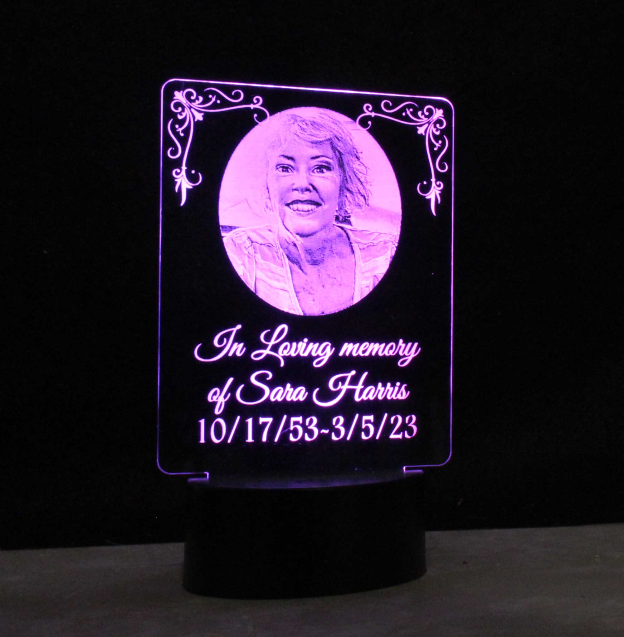 Personalized Sympathy Gift, Photo Night Light, loss of loved one