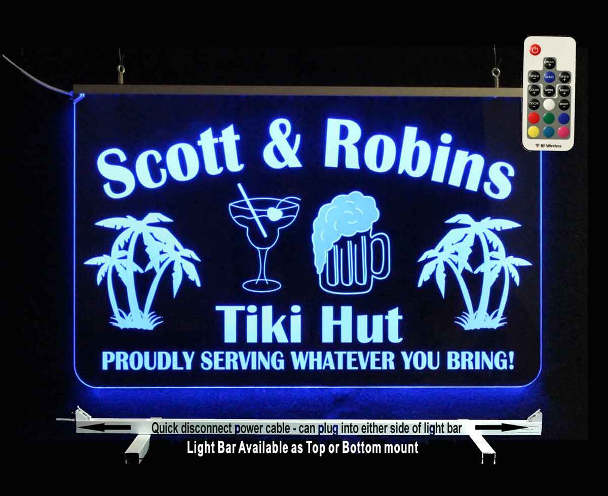 Custom LED Bar Sign, Personalized Man Cave Bar Sign with Palm trees