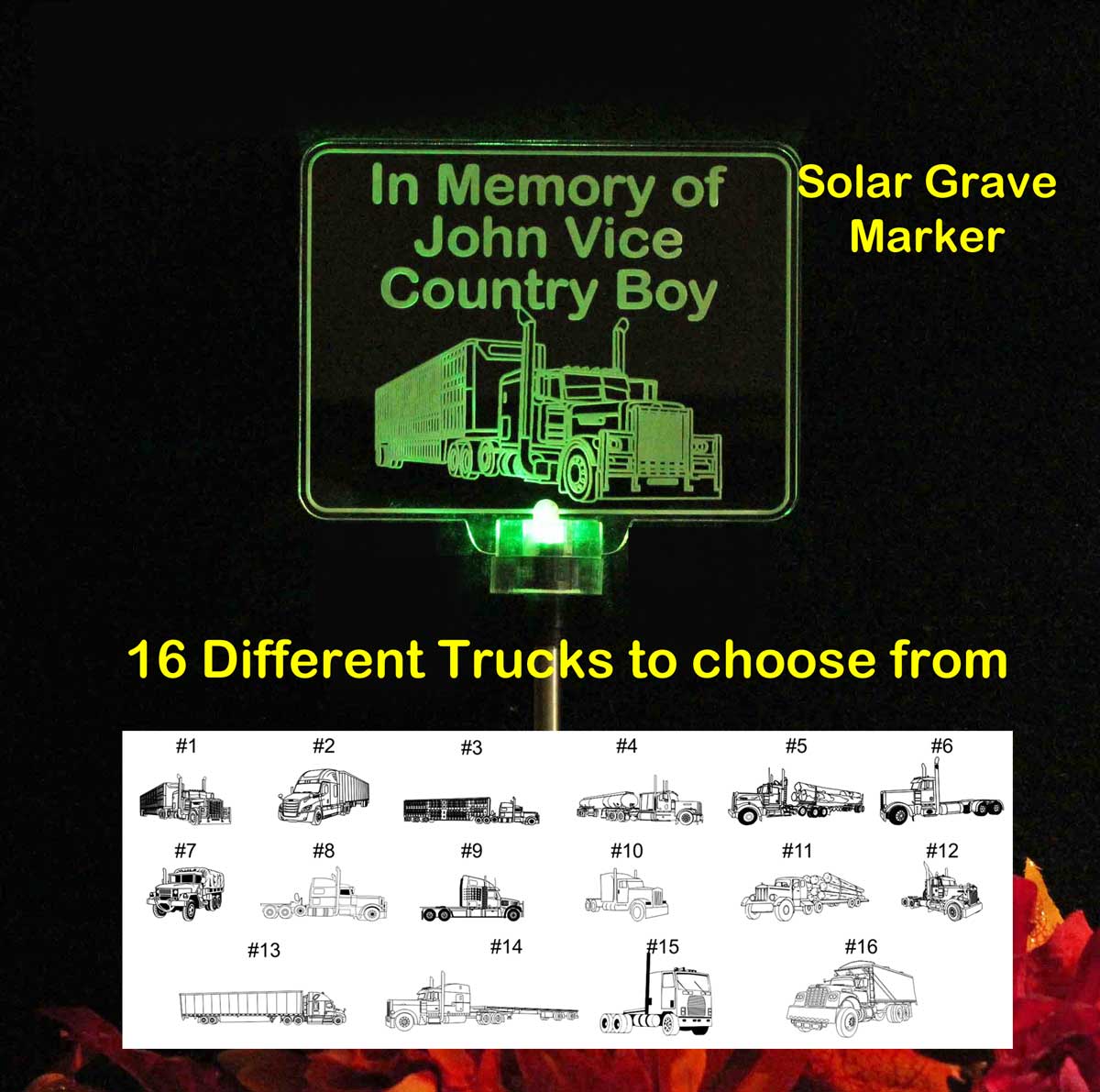 Cattle Truck Solar Light, Personalized Livestock Truck Grave Marker, Garden Light