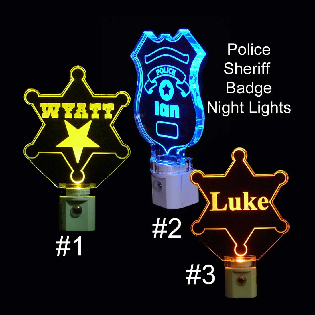 Sheriff Badge, Police Badge, Personalized Night Light