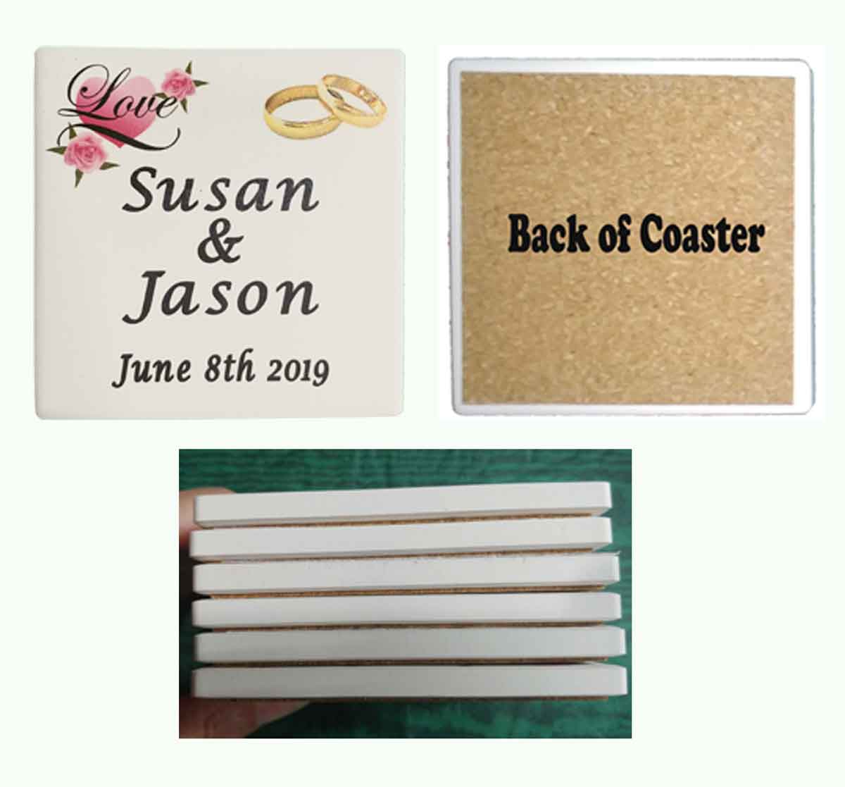 Personalized Wedding coasters - UV Printed Absorbent Stone coasters Qty 1