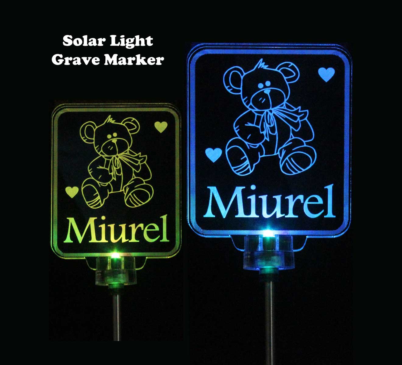 Personalized Teddy Bear Solar Light, Grave Marker, Garden Light, Memorial Gift