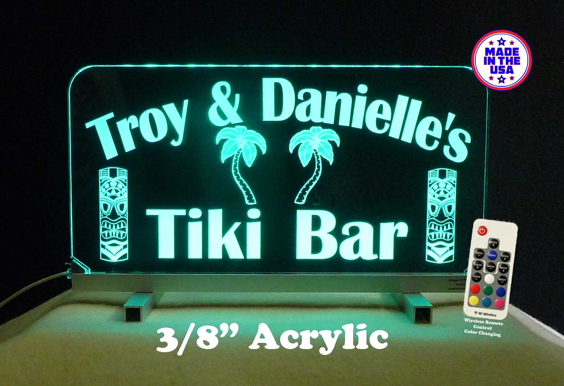 Personalized Tiki Bar Sign, Man Cave Bar LED Neon Sign