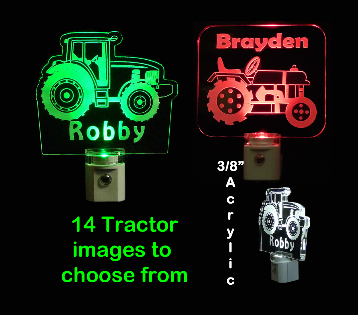 Tractor Personalized Night Light LED Lamp for Kids