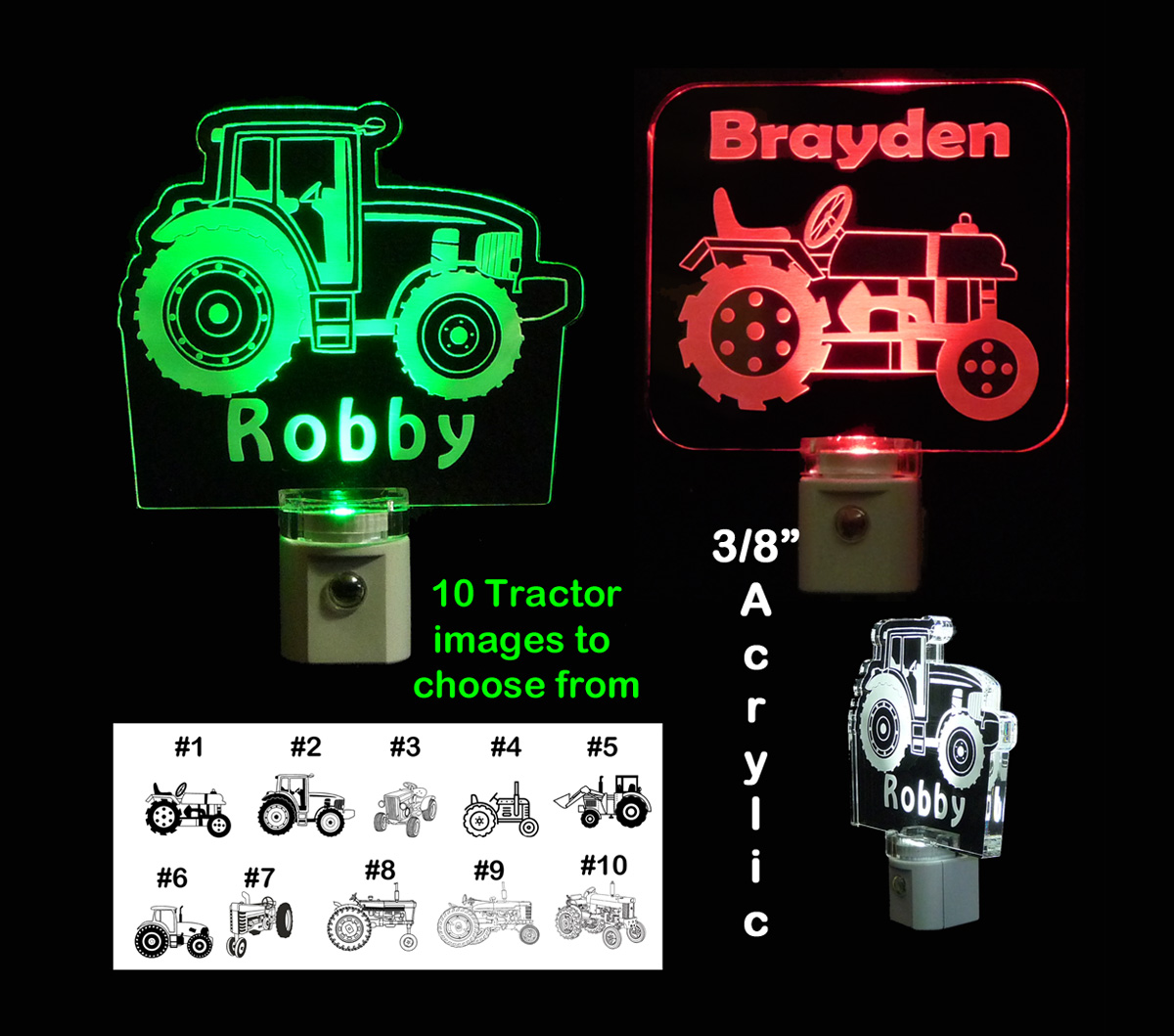 Personalized Tractor Night Light LED Lamp for Kids