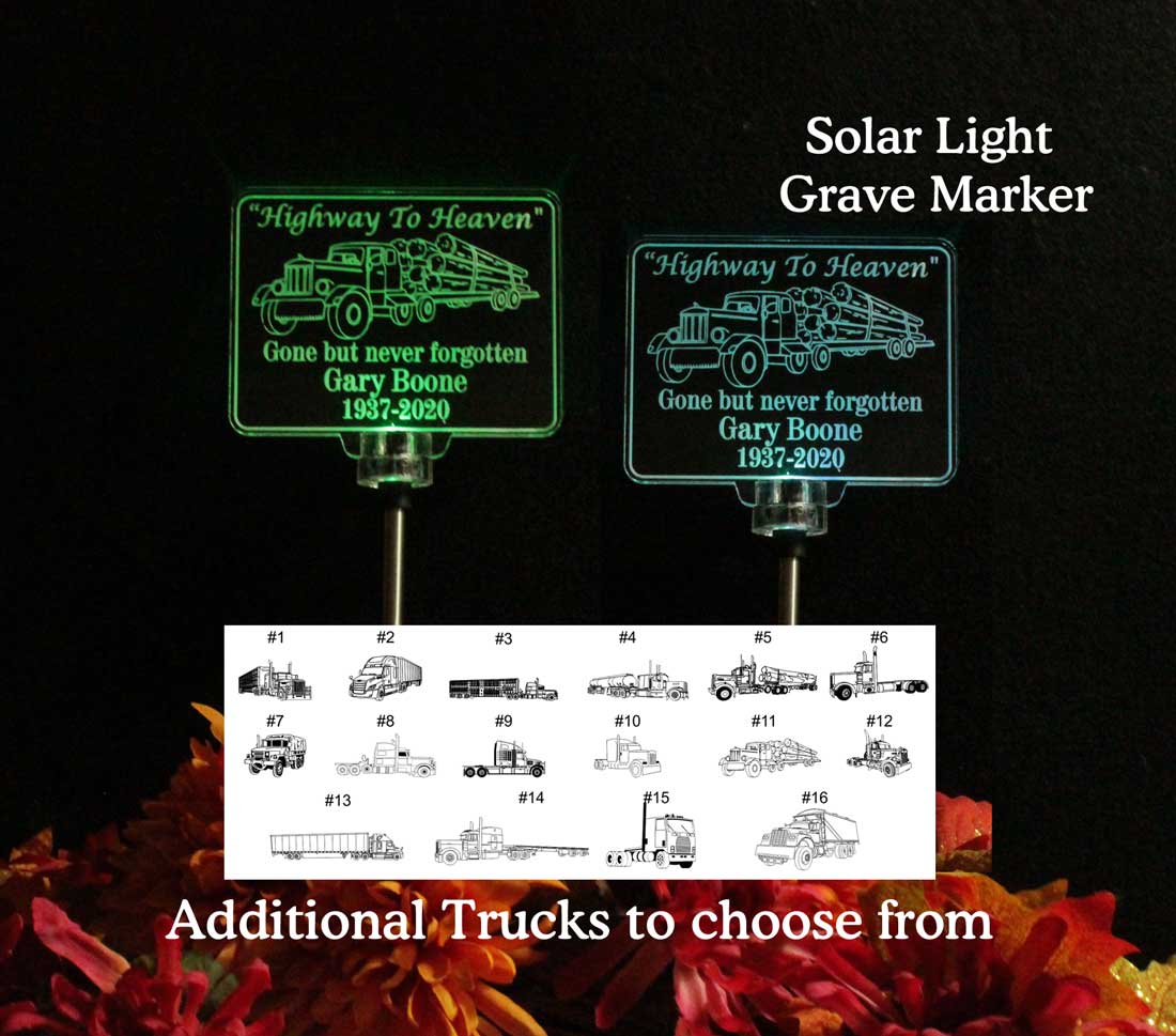 Semi Truck solar Light Logging Truck Grave Marker, Personalized Garden Light, Sympathy gift