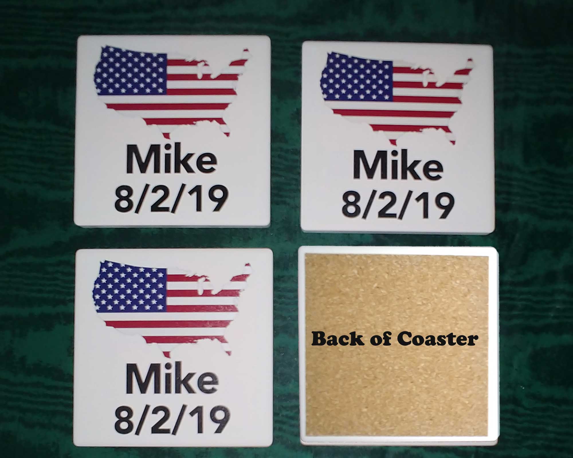 Personalized United States Coasters, USA UV Printed Absorbent Stone coasters Qty 1