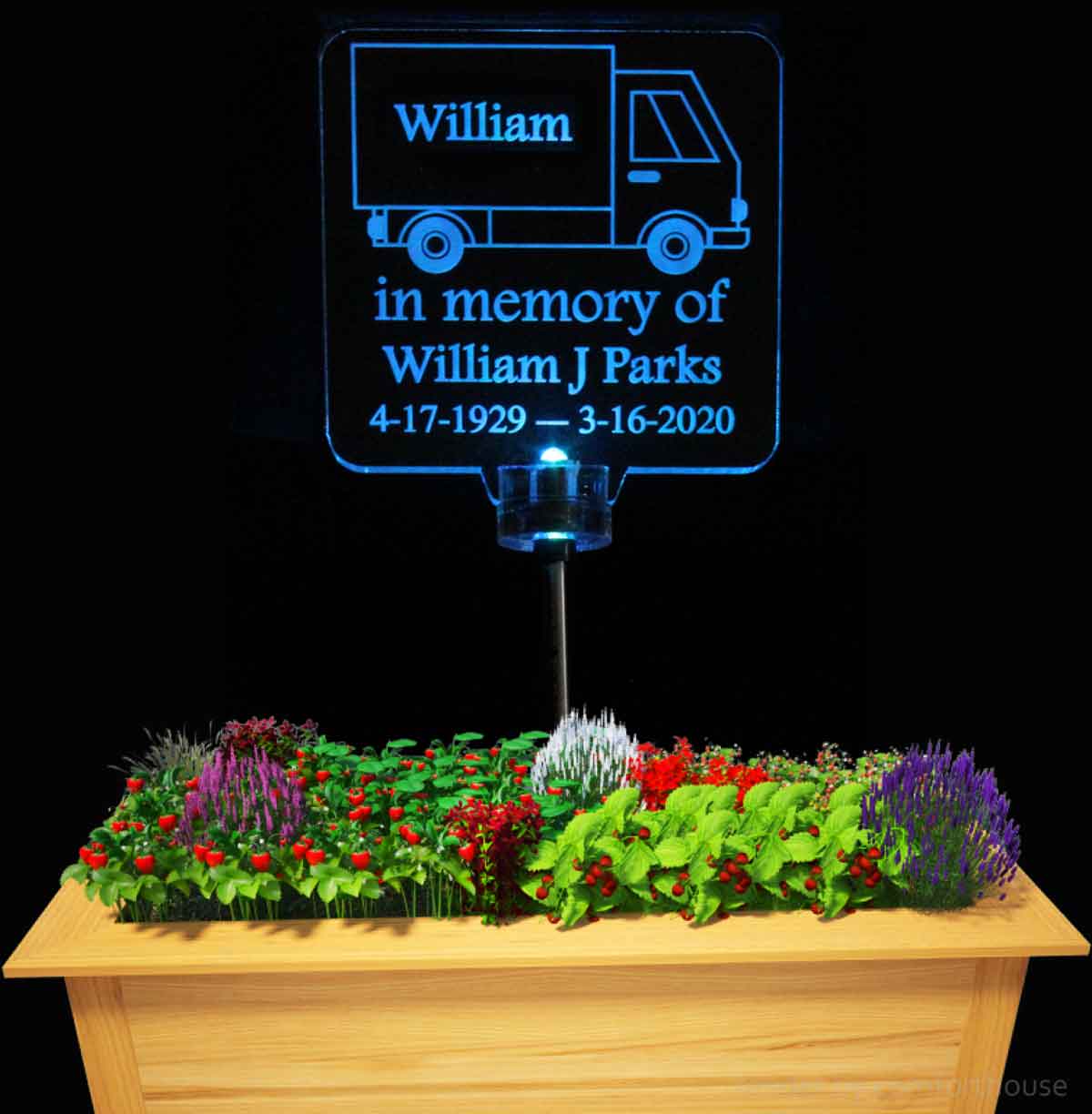 Truck Solar Lihgt Personalized Garden light, Grave Marker