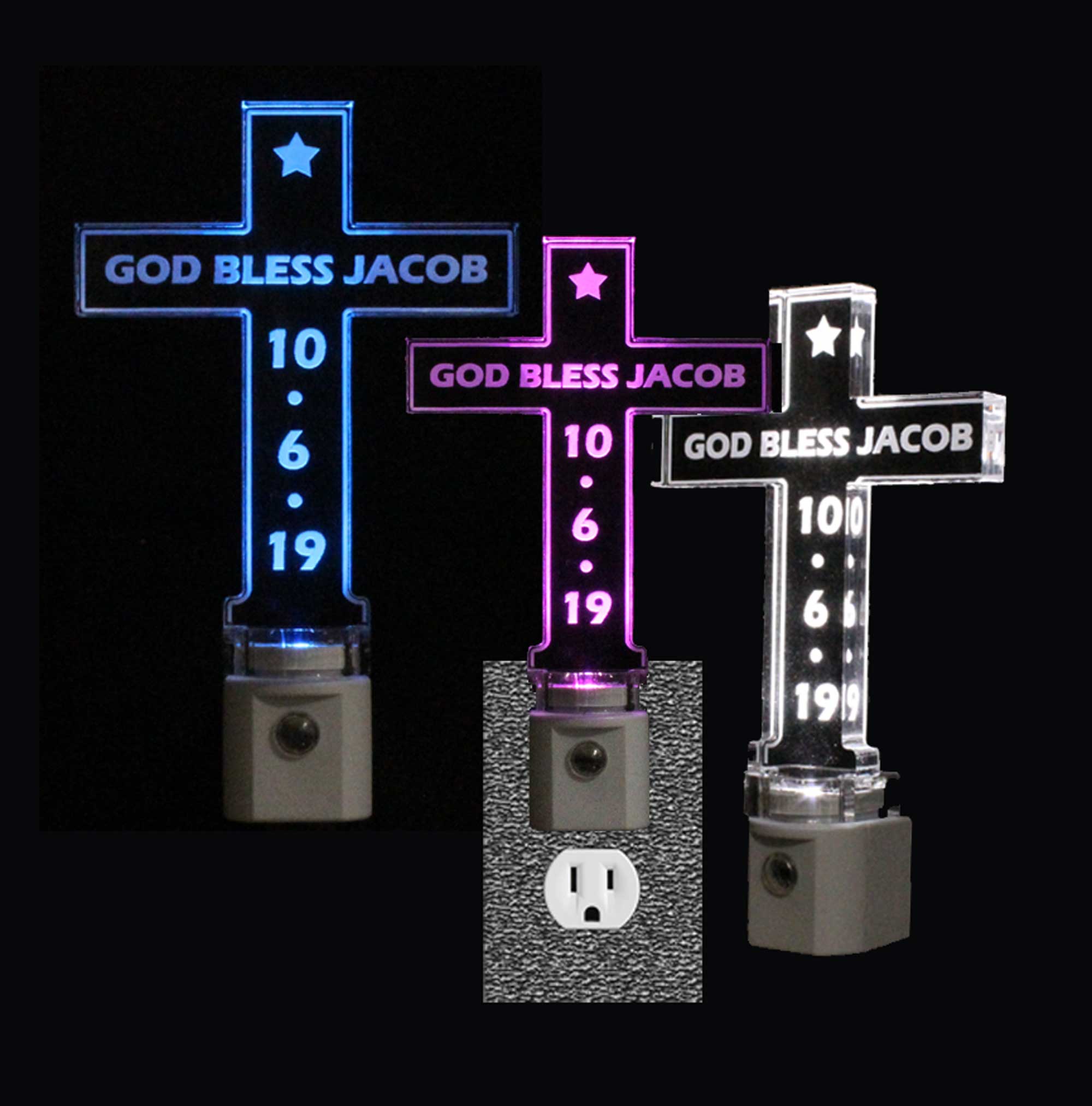 Personalized  Cross Shaped LED Night Light