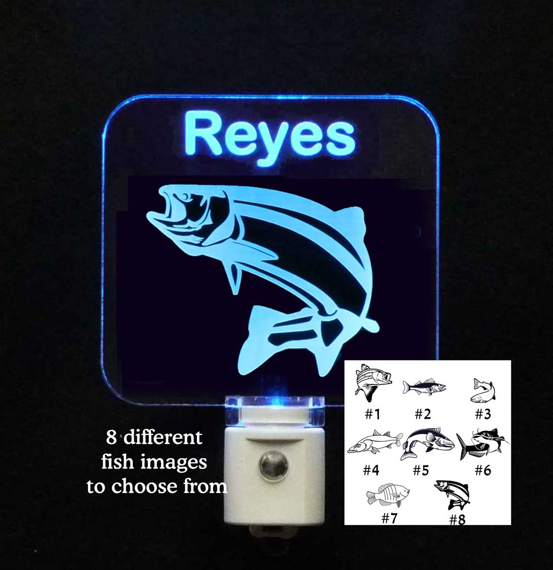 Kids Bass Fish personalized night light - LED