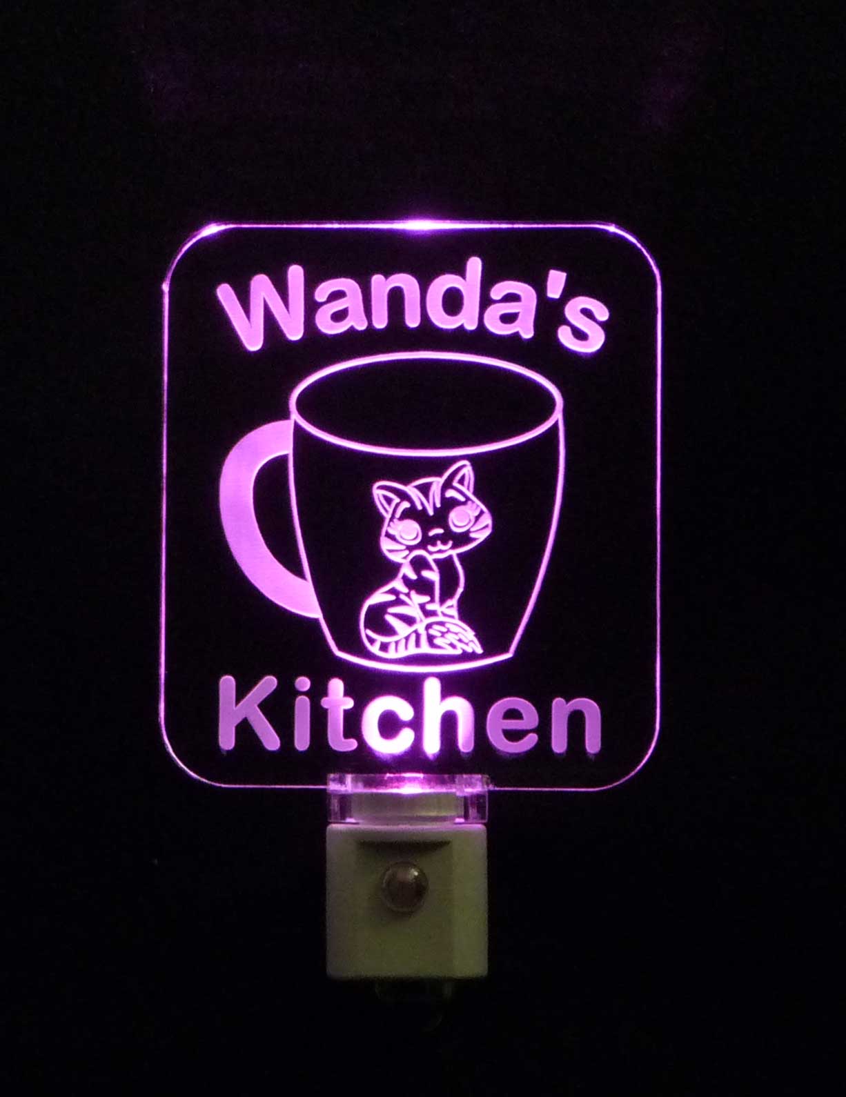 Personalized  Coffee Cup With Kitty Cat LED Night Light