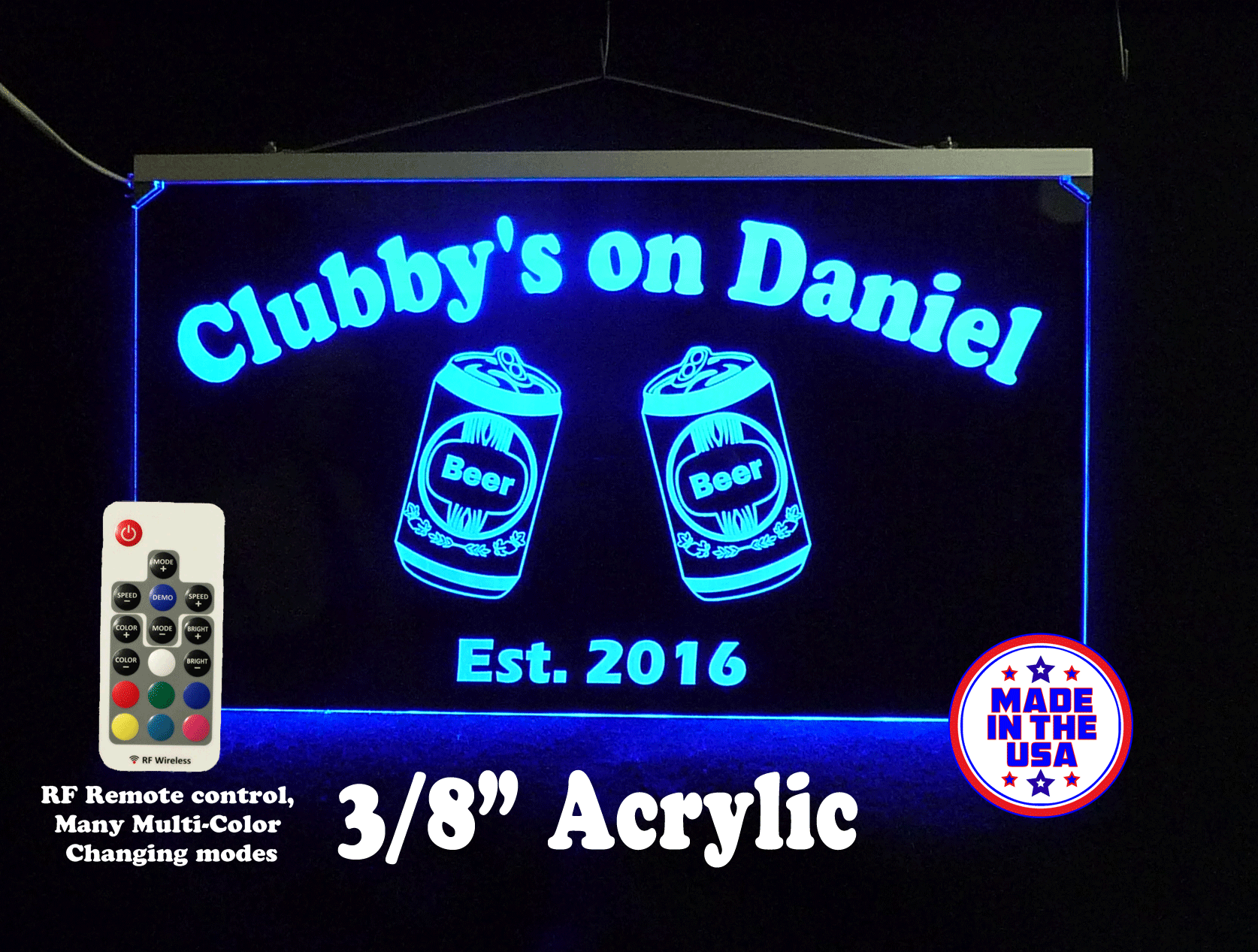 Man Cave Personalized Beer Can LED Neon Sign, Lighted Bar Sign