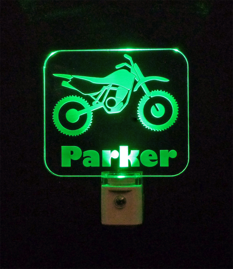 3/8" acrylic Personalized Custom Motorcross Dirt Bike Rider LED Night Light 