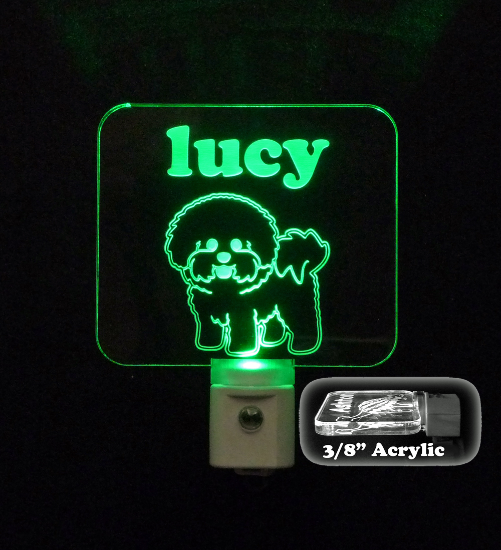 Pet memorial, Personalized Bichon Dog LED Night Light