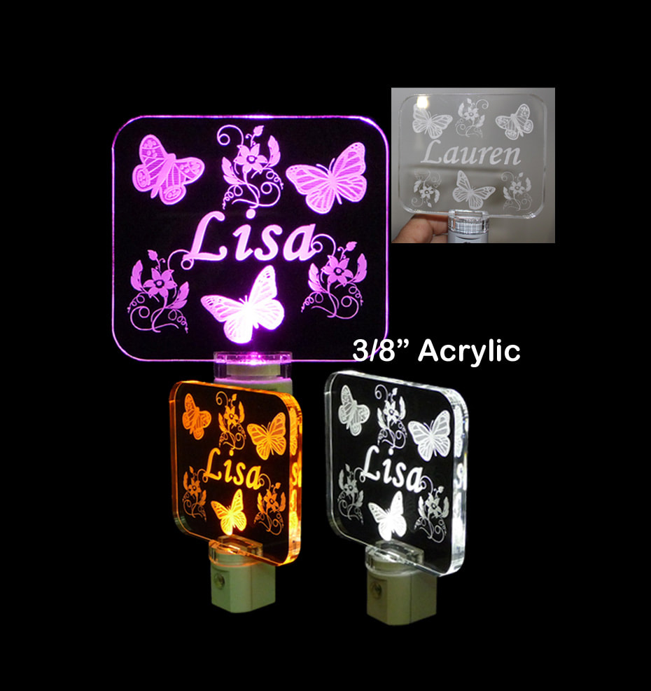Personalized Butterfly Flower Night Light, Girls Gift