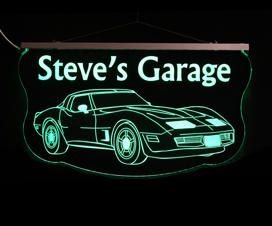 Personalized Chevy Corvette Garage Man Cave Sign, Neon Car Sign