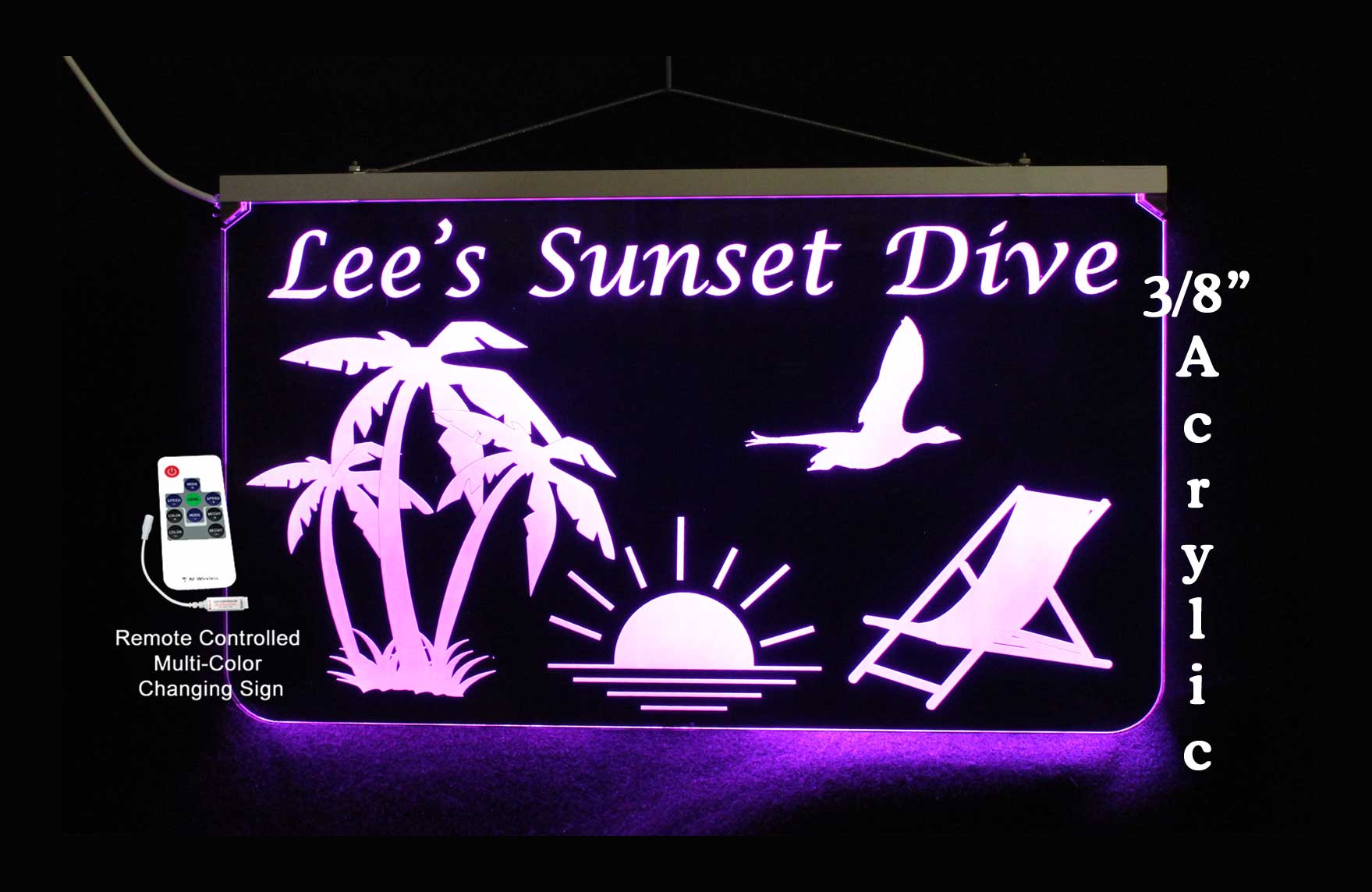 Personalized Man Cave Sign, Beach Sign, Acrylic LED, Palm Trees