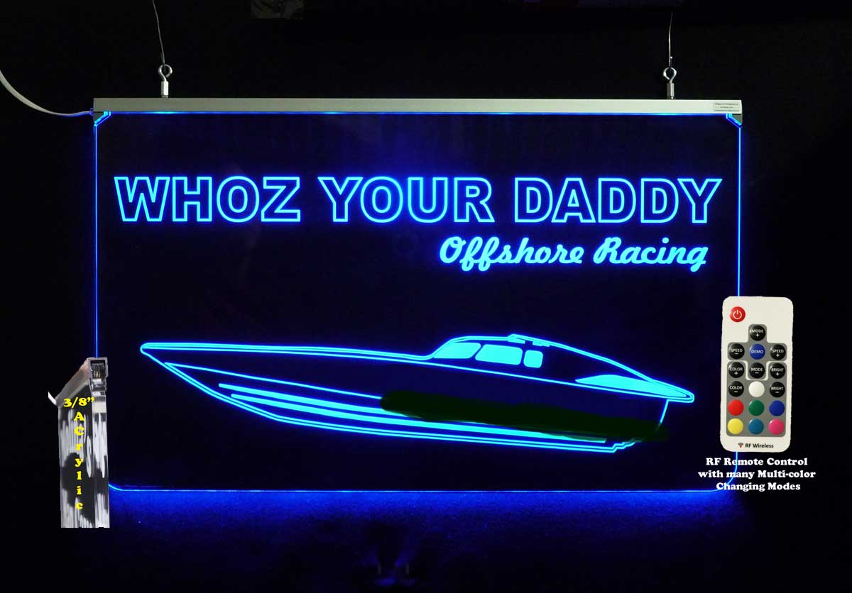 Personalized Man Cave Speed Boat Sign - Color Changing
