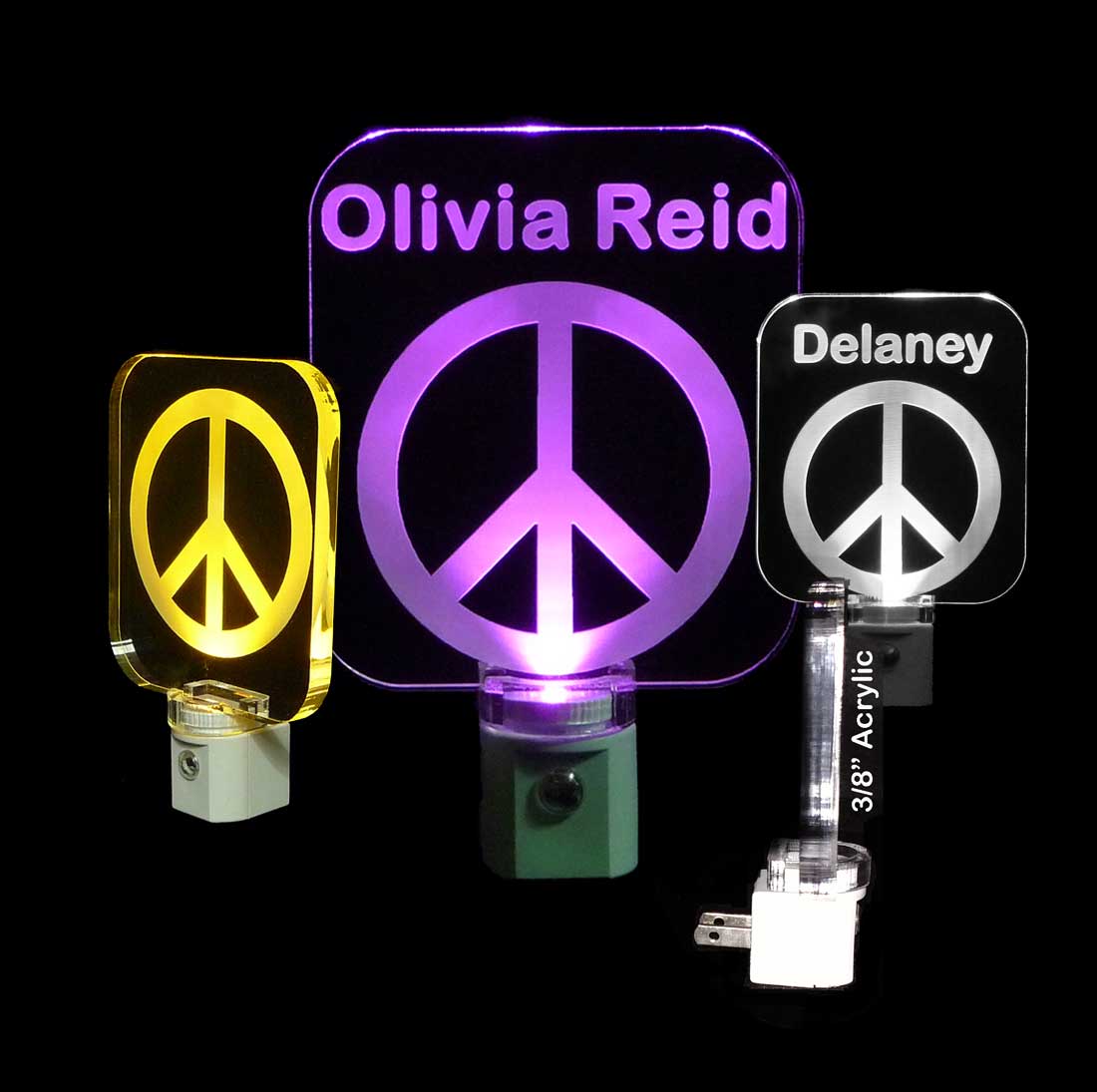 Personalized Peace Sign LED Night Light