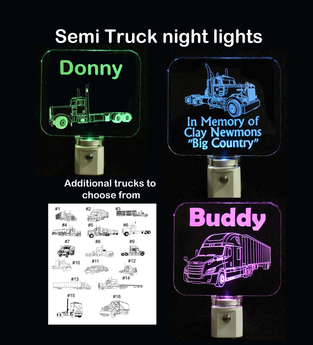 Personalized Semi Truck Night Light, Tractor Trailer Night Light
