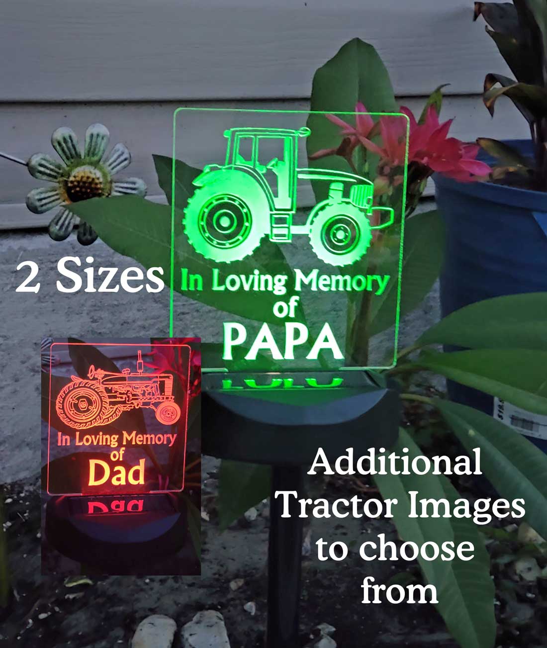Sympathy Gift, Tractor Solar Light, Grave Marker, Garden Light