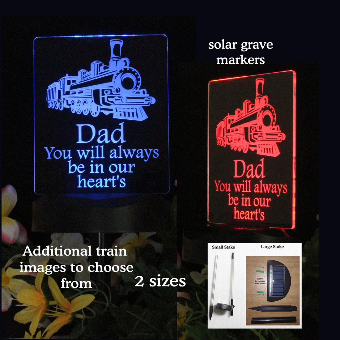 Personalized Train Solar Light Grave marker